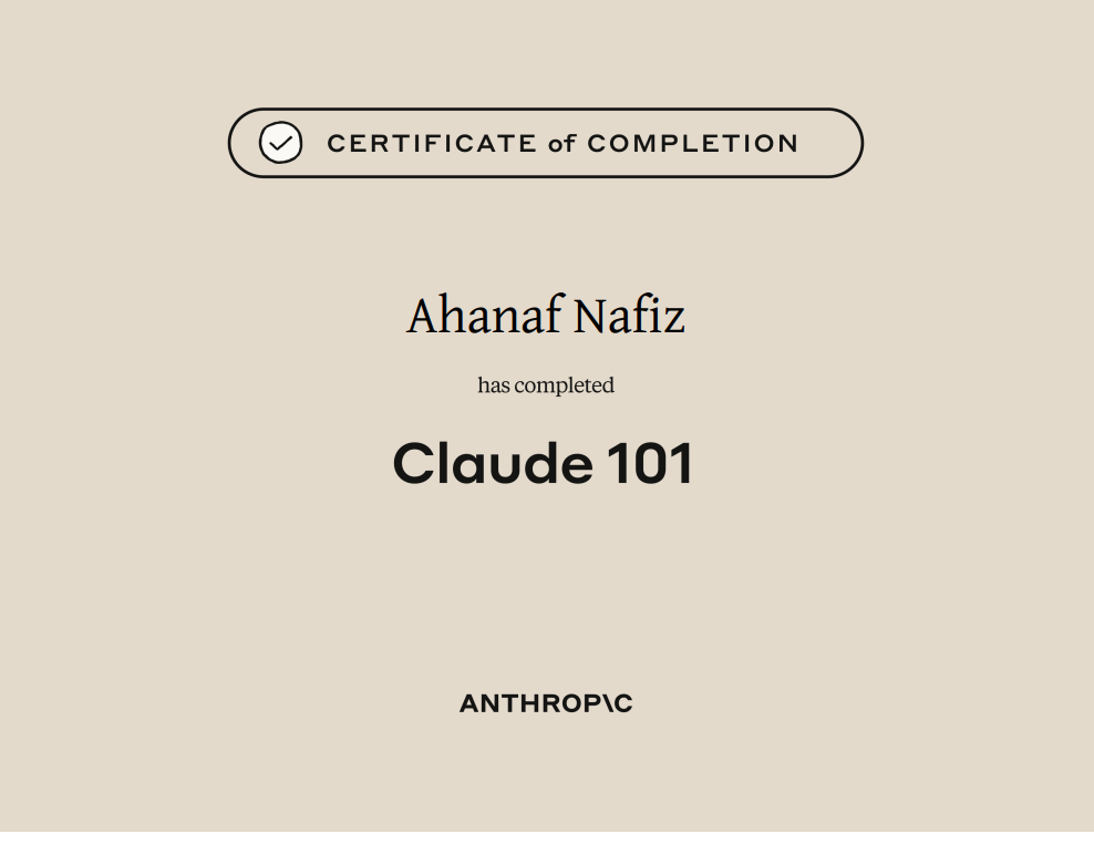 Claude 101 Certificate
